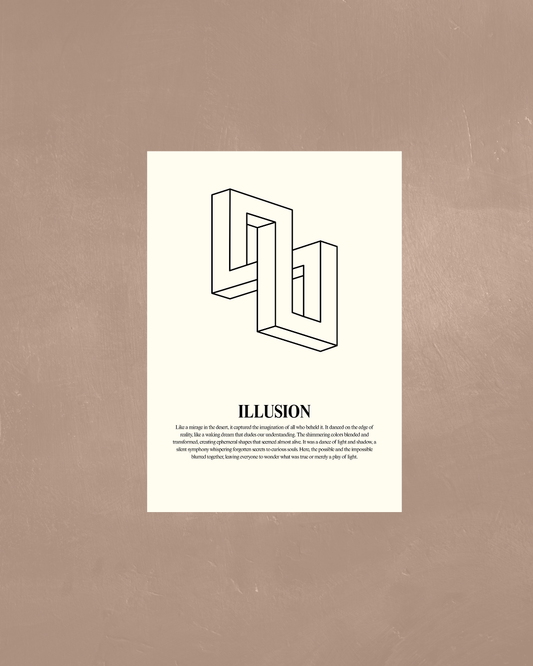 ILLUSION A3 Framed Typography Poster – Minimal Wall Art for Home, Office, Living Room, Bedroom, Studio, Gallery, Modern Aesthetic Decor