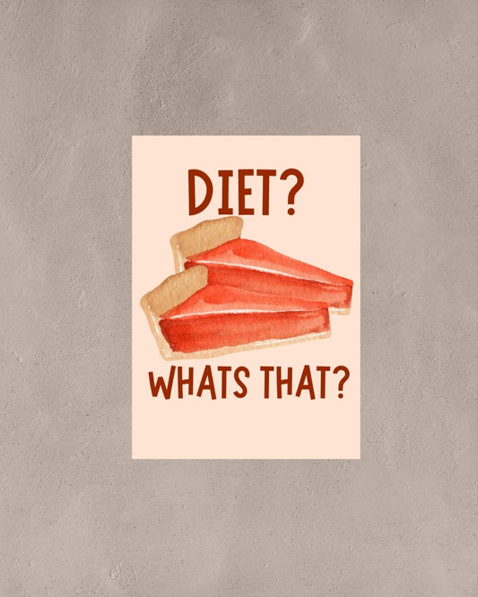 Diet? What’s That? – A3 Framed Funny Pastry Illustration Poster | Quirky Wall Art | Food Lover’s Decor for Kitchen, Dining & Modern Homes