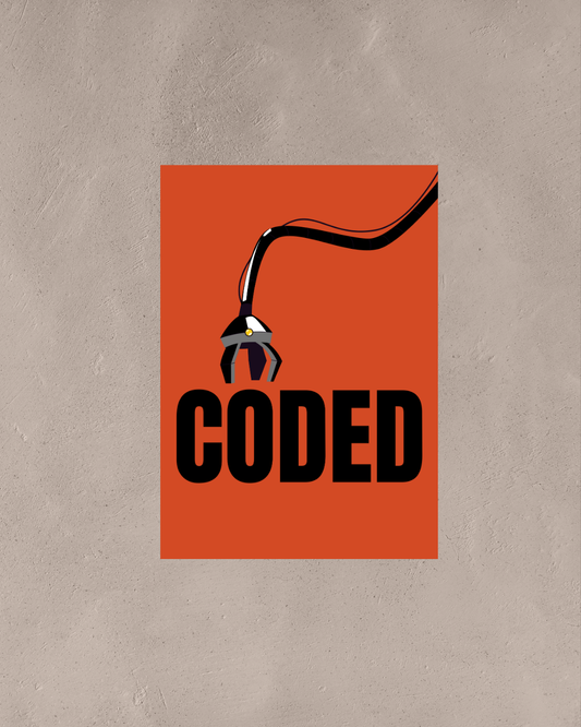 Coded A3 Framed Cable Typography Poster | Tech-Inspired Minimal Wall Art | Modern Geek Decor for Home, Workspace & Creative Studios