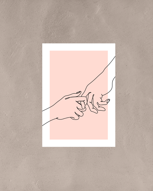 Holding Hands – A3 Framed Minimal Line Art Poster | Elegant Outline Illustration | Romantic & Modern Wall Decor for Home & Studio