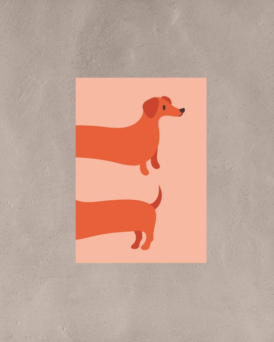 Hot Dog – A3 Framed Cute Dachshund Illustration Poster | Funny Dog Wall Art | Quirky Pet Lover Decor for Living Room, Bedroom & Office