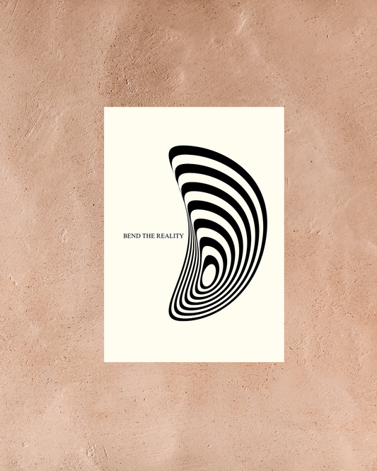 Bend the Reality Spiral Poster – A3 Framed Optical Illusion Wall Art for Home, Office, Studio & Creative Decor | Modern Abstract Typography Print