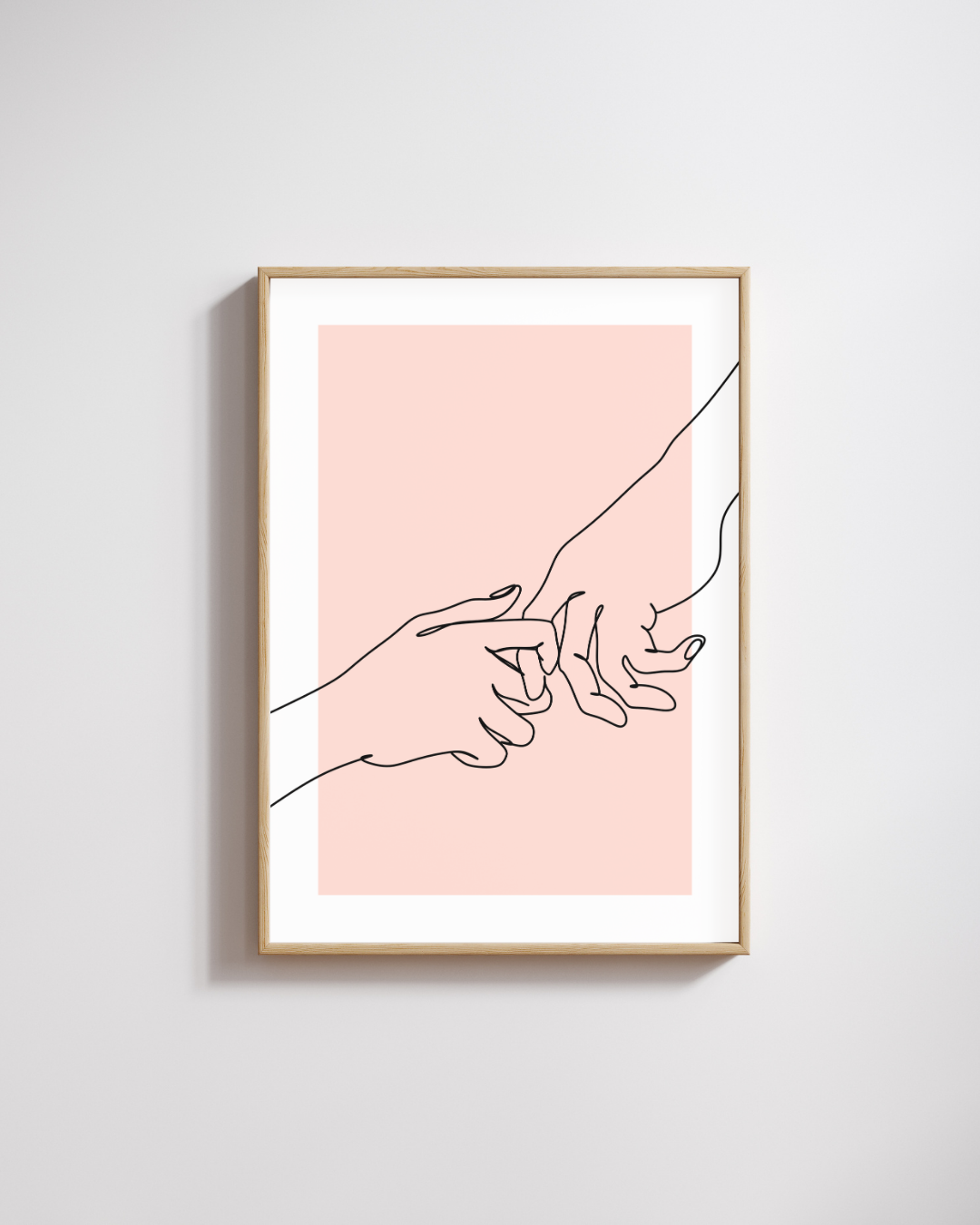 Holding Hands – A3 Framed Minimal Line Art Poster | Elegant Outline Illustration | Romantic & Modern Wall Decor for Home & Studio