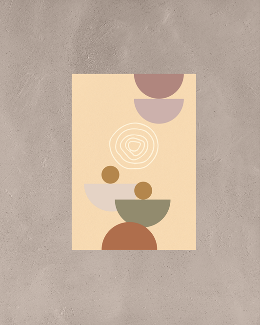 Boho Harmony – A3 Framed Abstract Shapes Poster | Minimal Geometric Wall Art | Earthy Modern Decor for Living Room & Bedroom