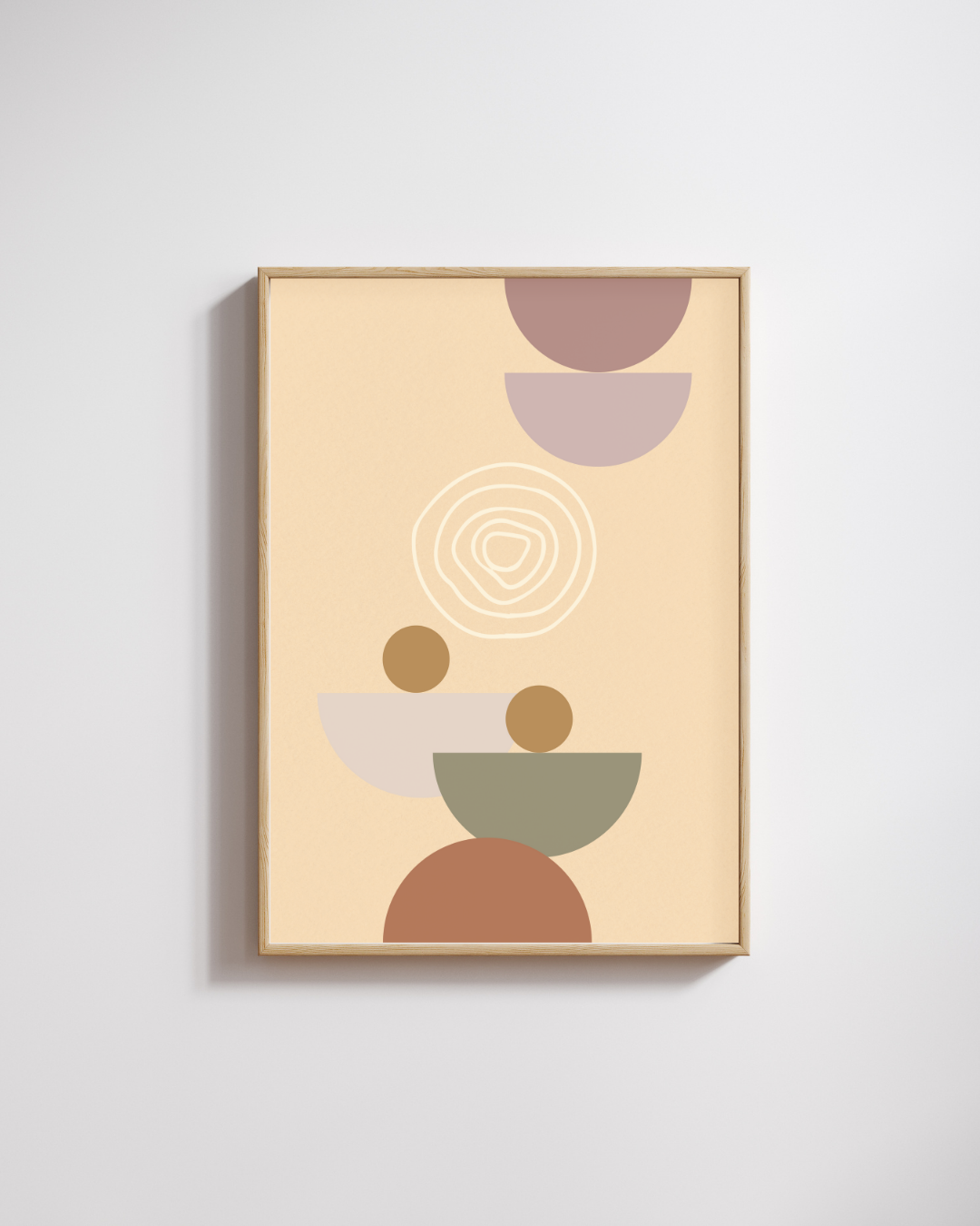 Boho Harmony – A3 Framed Abstract Shapes Poster | Minimal Geometric Wall Art | Earthy Modern Decor for Living Room & Bedroom