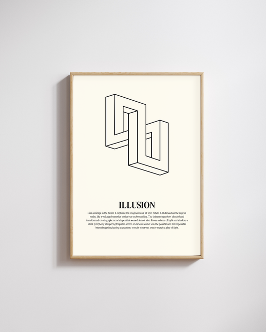 ILLUSION A3 Framed Typography Poster – Minimal Wall Art for Home, Office, Living Room, Bedroom, Studio, Gallery, Modern Aesthetic Decor