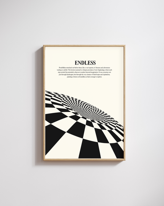 Endless – A3 Framed Sphere Illustration Poster | Abstract Minimal Wall Art | Conceptual Design for Modern, Creative & Meditative Spaces