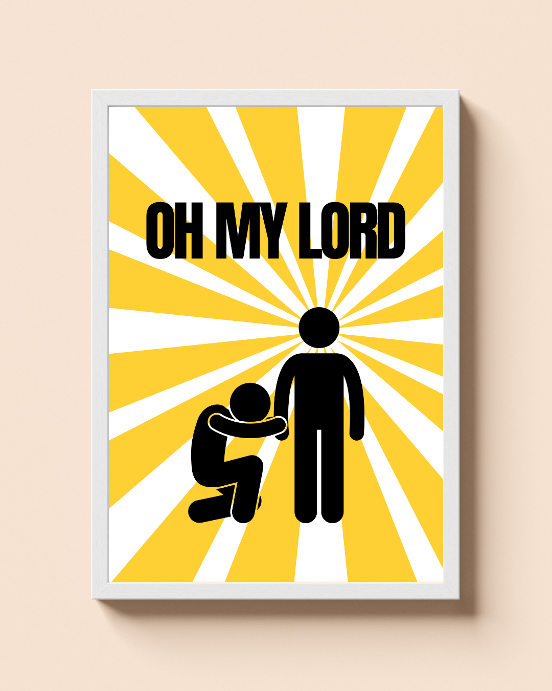 Oh My Lord – A3 Framed Humorous Character Illustration Poster | Playful & Quirky Wall Art | Fun Statement Decor for Home & Office