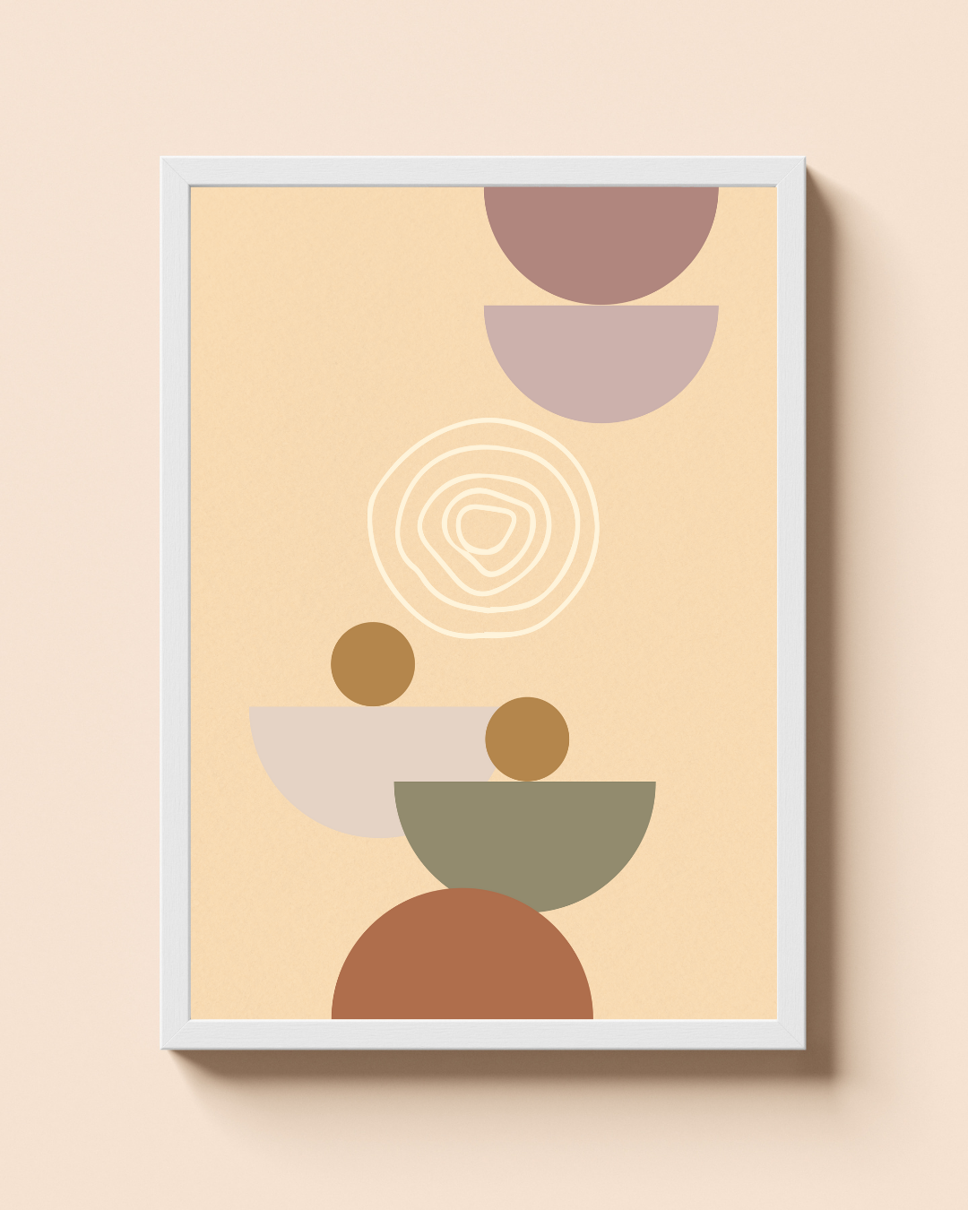 Boho Harmony – A3 Framed Abstract Shapes Poster | Minimal Geometric Wall Art | Earthy Modern Decor for Living Room & Bedroom
