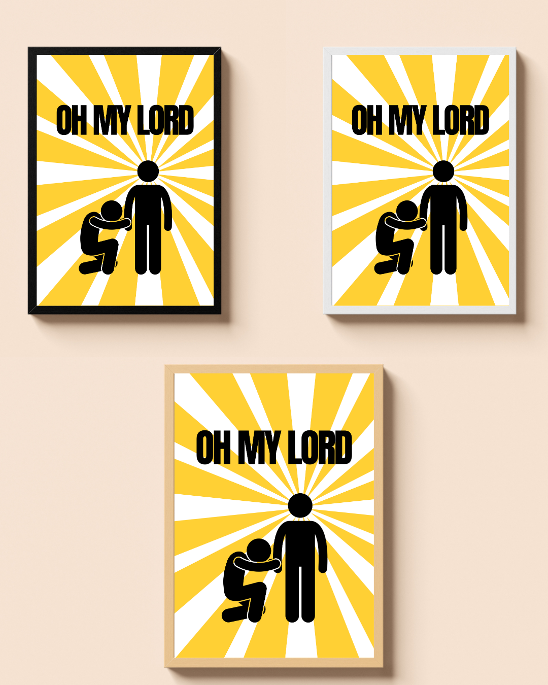 Oh My Lord – A3 Framed Humorous Character Illustration Poster | Playful & Quirky Wall Art | Fun Statement Decor for Home & Office