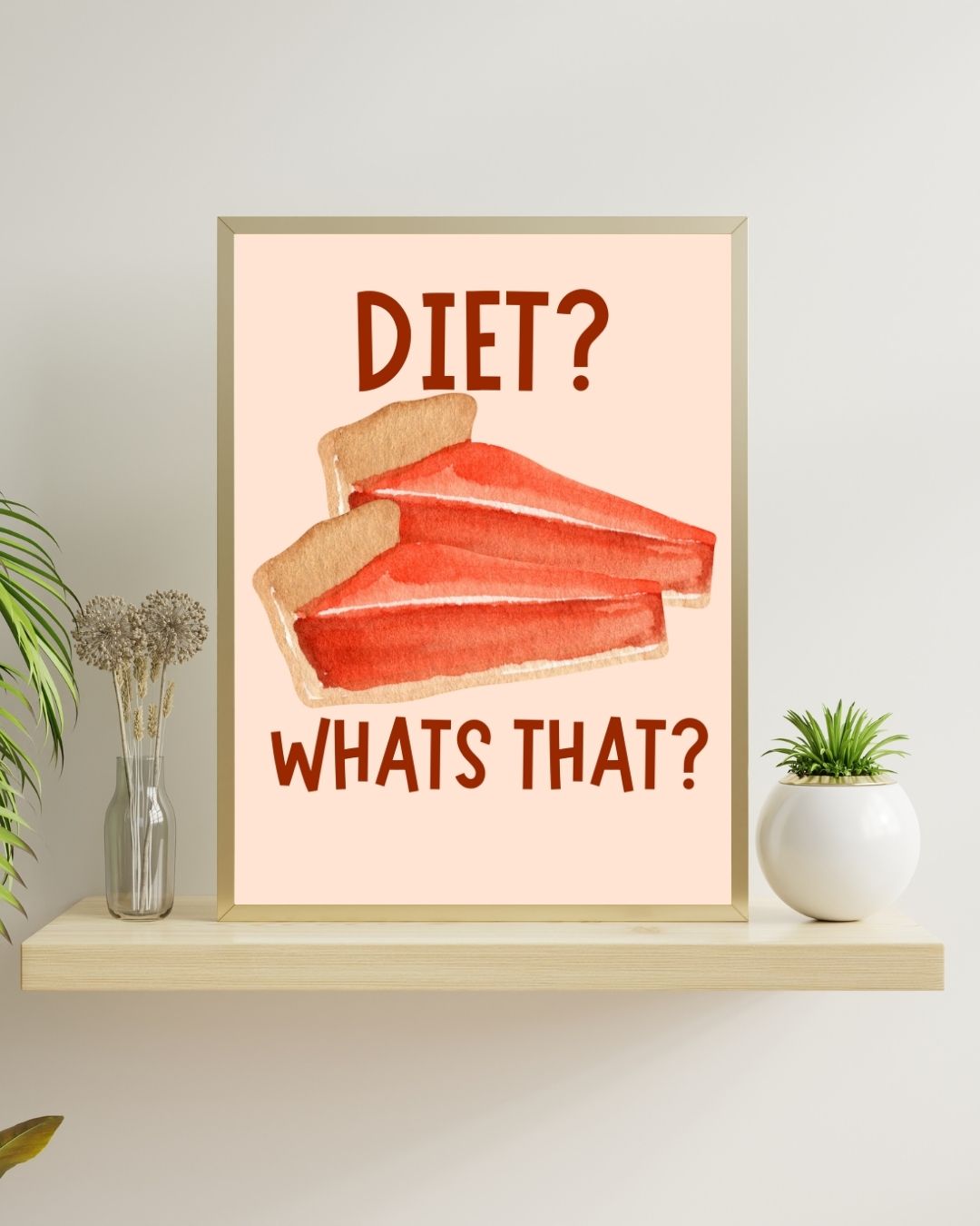 Diet? What’s That? – A3 Framed Funny Pastry Illustration Poster | Quirky Wall Art | Food Lover’s Decor for Kitchen, Dining & Modern Homes