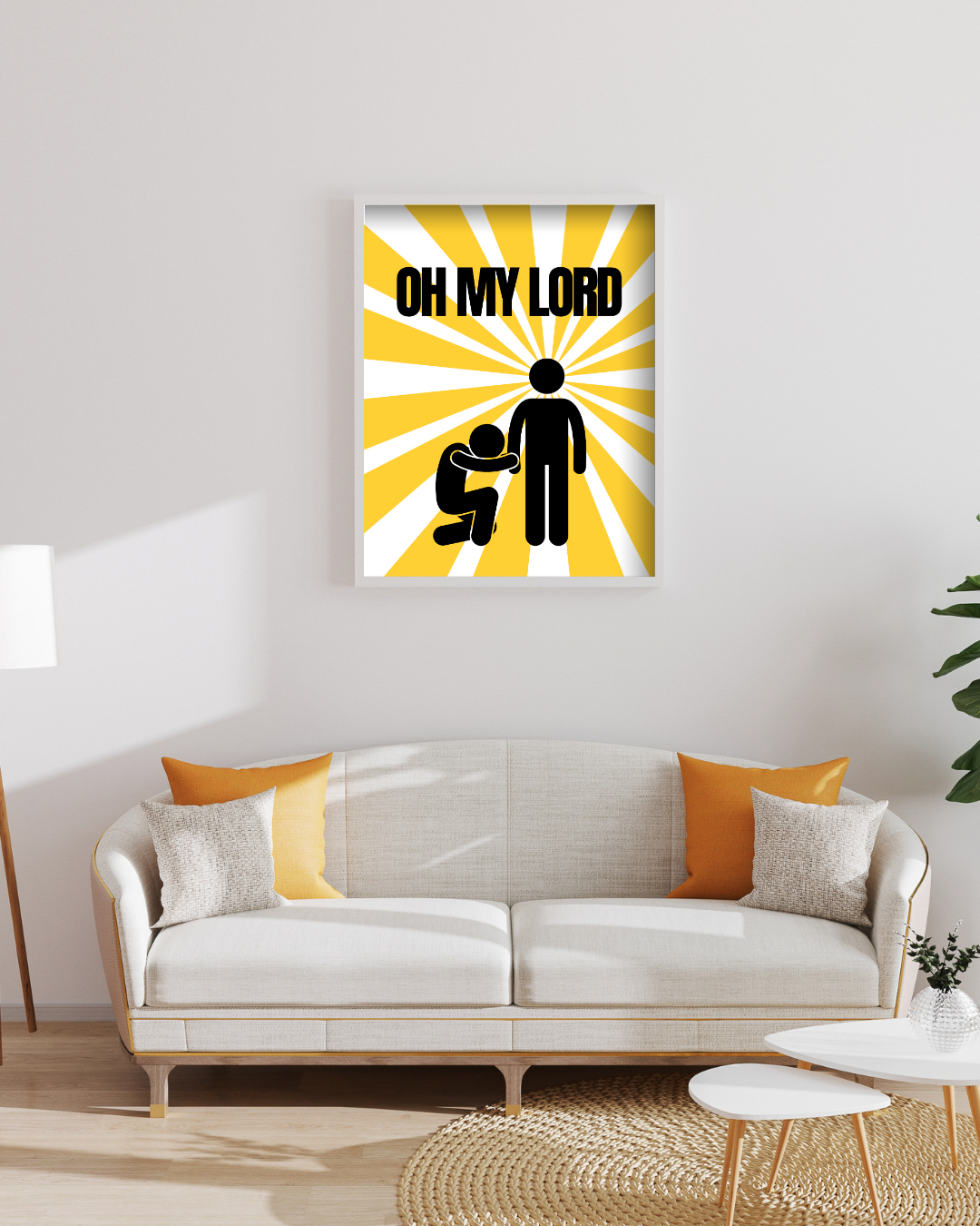 Oh My Lord – A3 Framed Humorous Character Illustration Poster | Playful & Quirky Wall Art | Fun Statement Decor for Home & Office