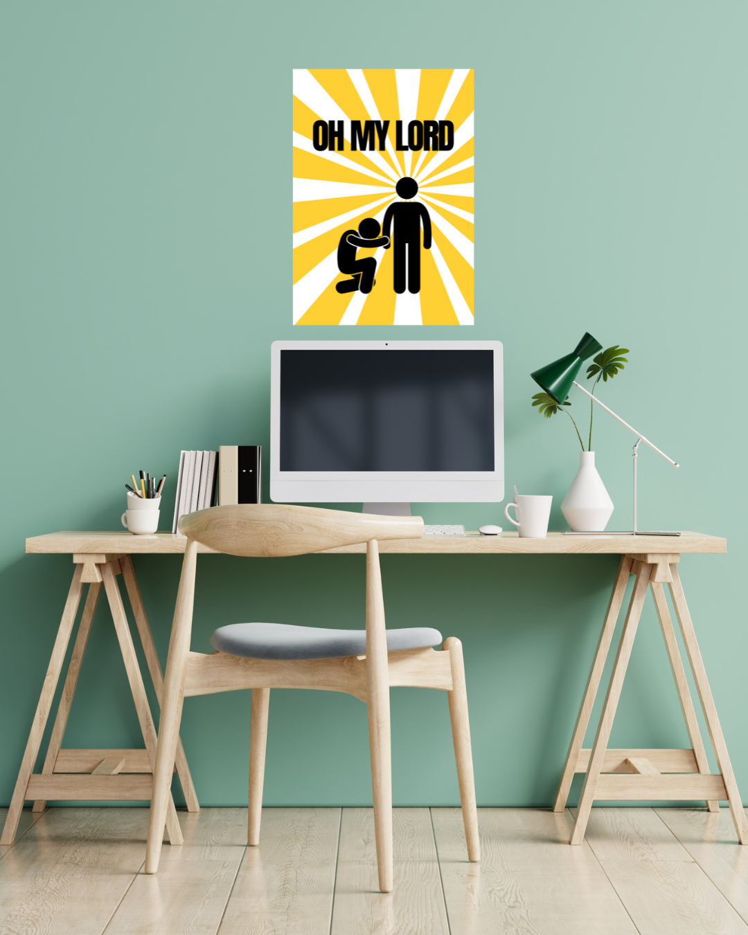 Oh My Lord – A3 Framed Humorous Character Illustration Poster | Playful & Quirky Wall Art | Fun Statement Decor for Home & Office